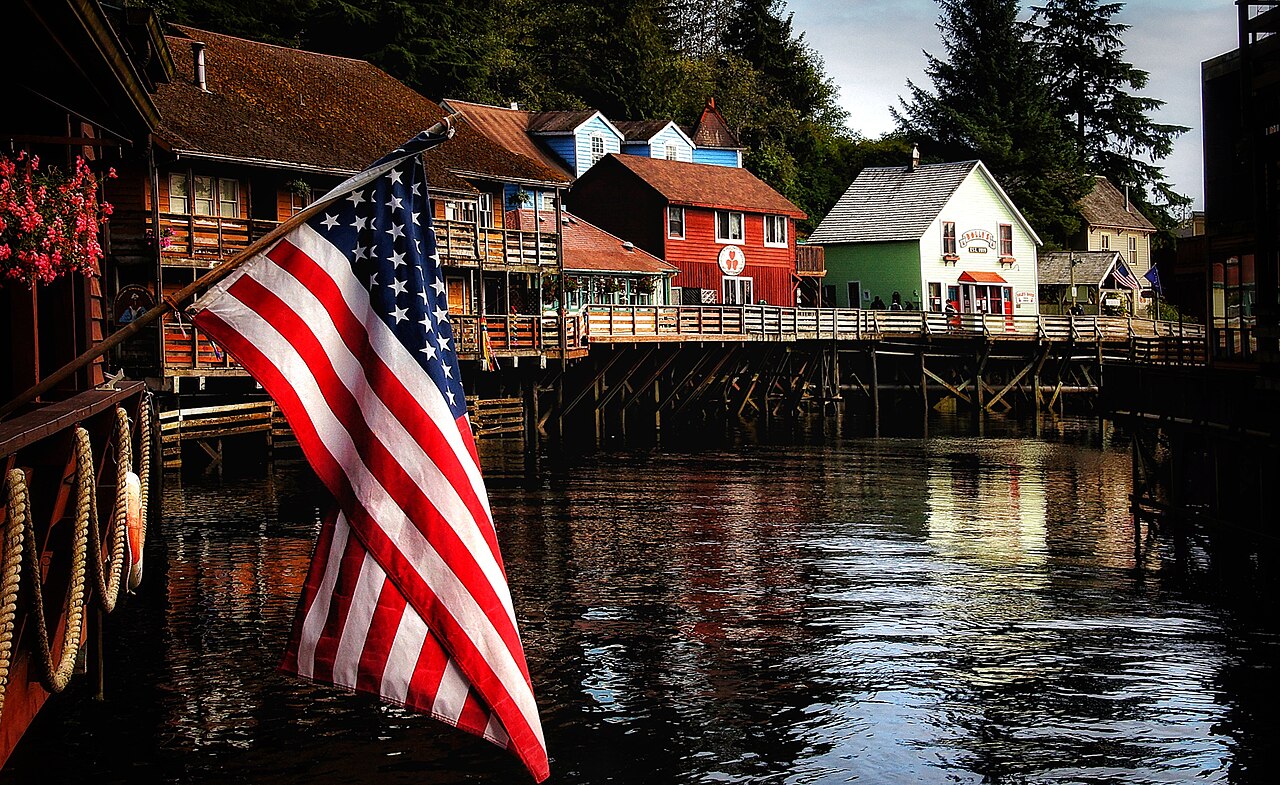 Creek Street is a historic boardwalk perched on pilings along the banks of Ketchikan Creek in Ketchikan, Alaska. A former Red Light District where both men and salmon swam upstream to spawn. It is now