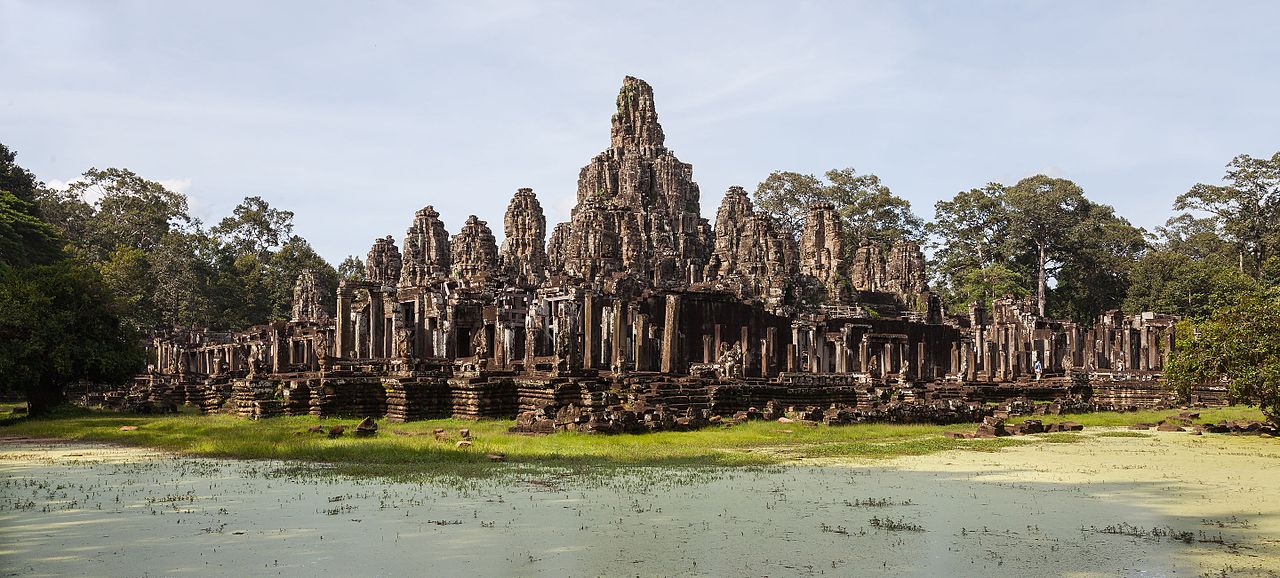 Bayon, Khmer temple  constructed in the late 12th or early 13th century and located in the ancient city of Angkor, today Cambodia.