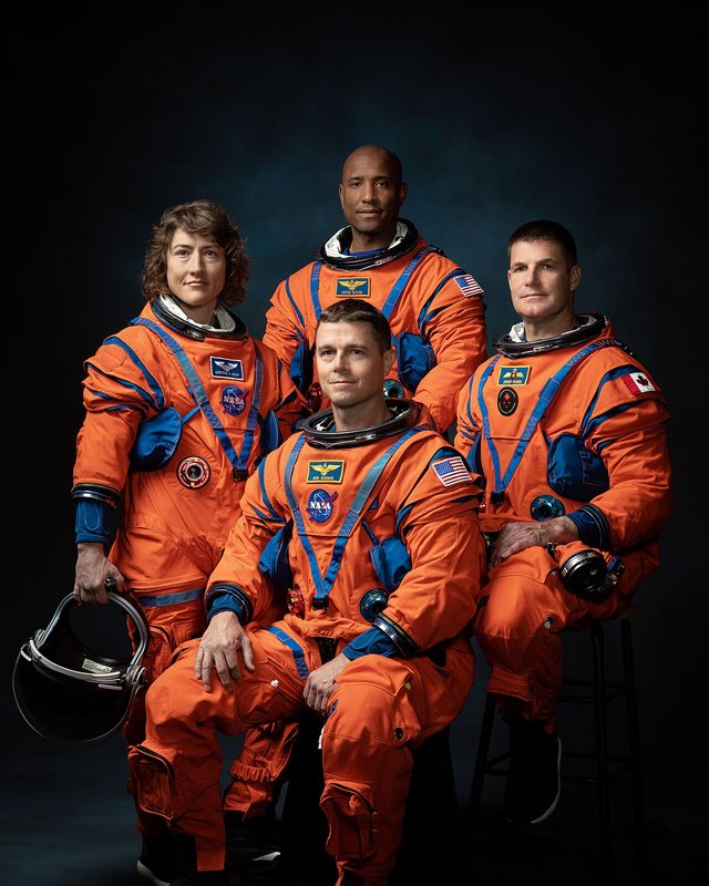 Official Artemis II crew portrait: Koch, Glover, Hansen, and Wiseman