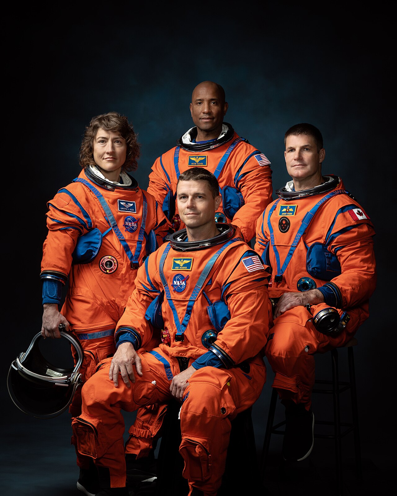 Official Artemis II crew portrait: Koch, Glover, Hansen, and Wiseman