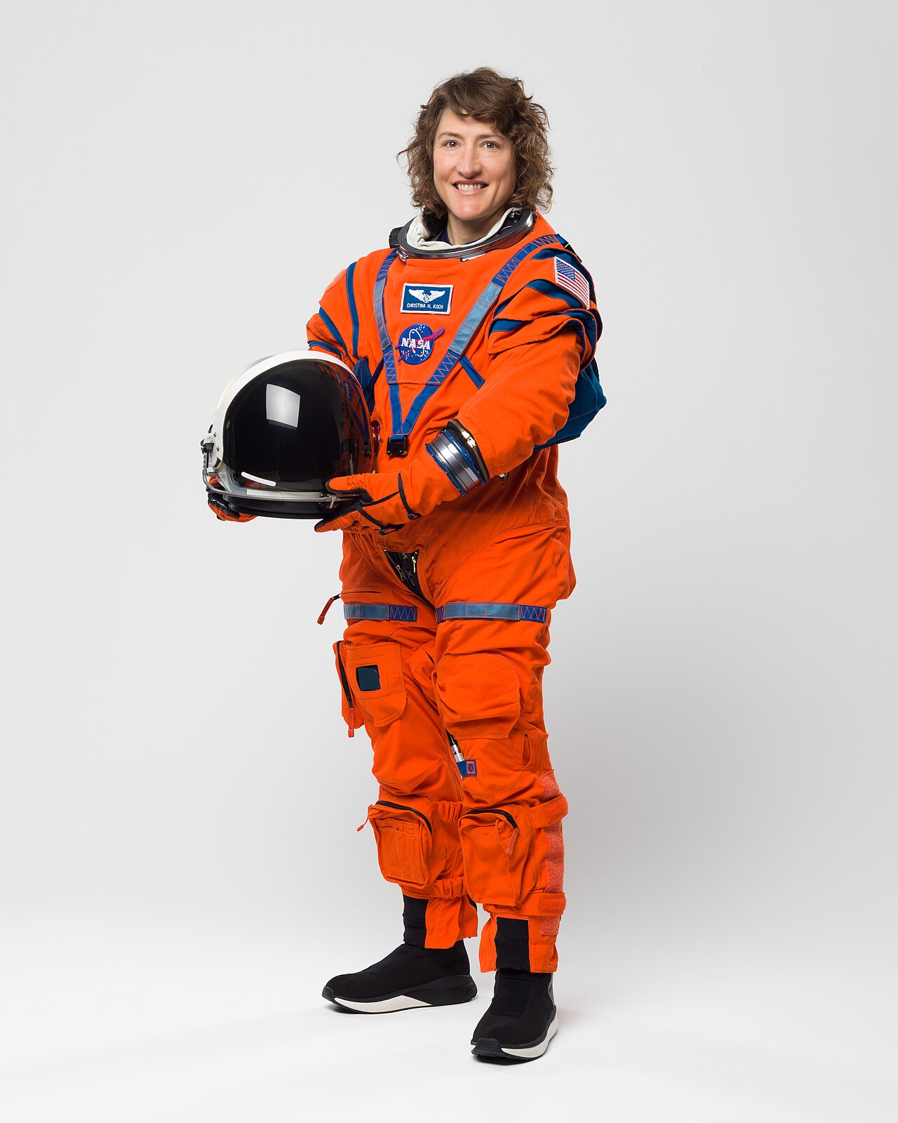 Christina Koch in Orion Crew Survival System suit