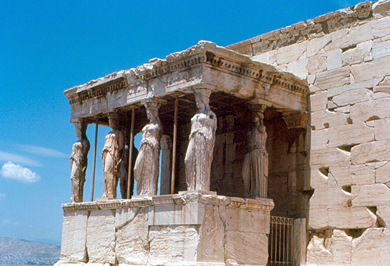 The Porch of the Caryatids, with six female figures, was built (at least in part) to cover a large beam in construction.
