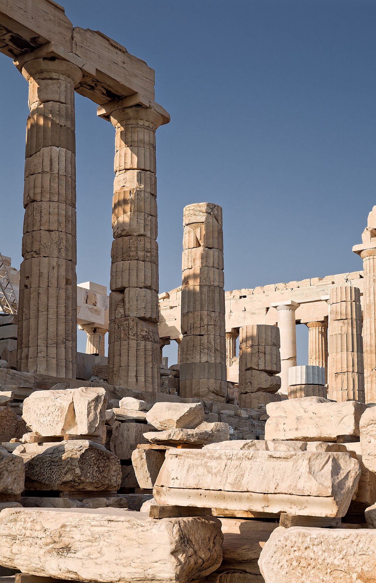 Ruins of the Parthenon, seen from the southwest corner, at the Acropolis, Athens, Greece