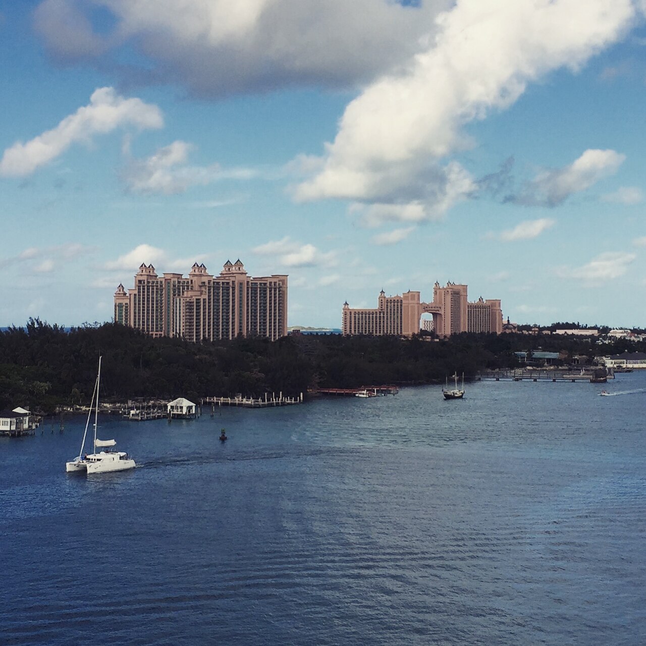 Image of the Atlantis Resort on Paradise Island (Nassau), Bahamas taken aboard the Norwegian Sky cruise ship while in port.