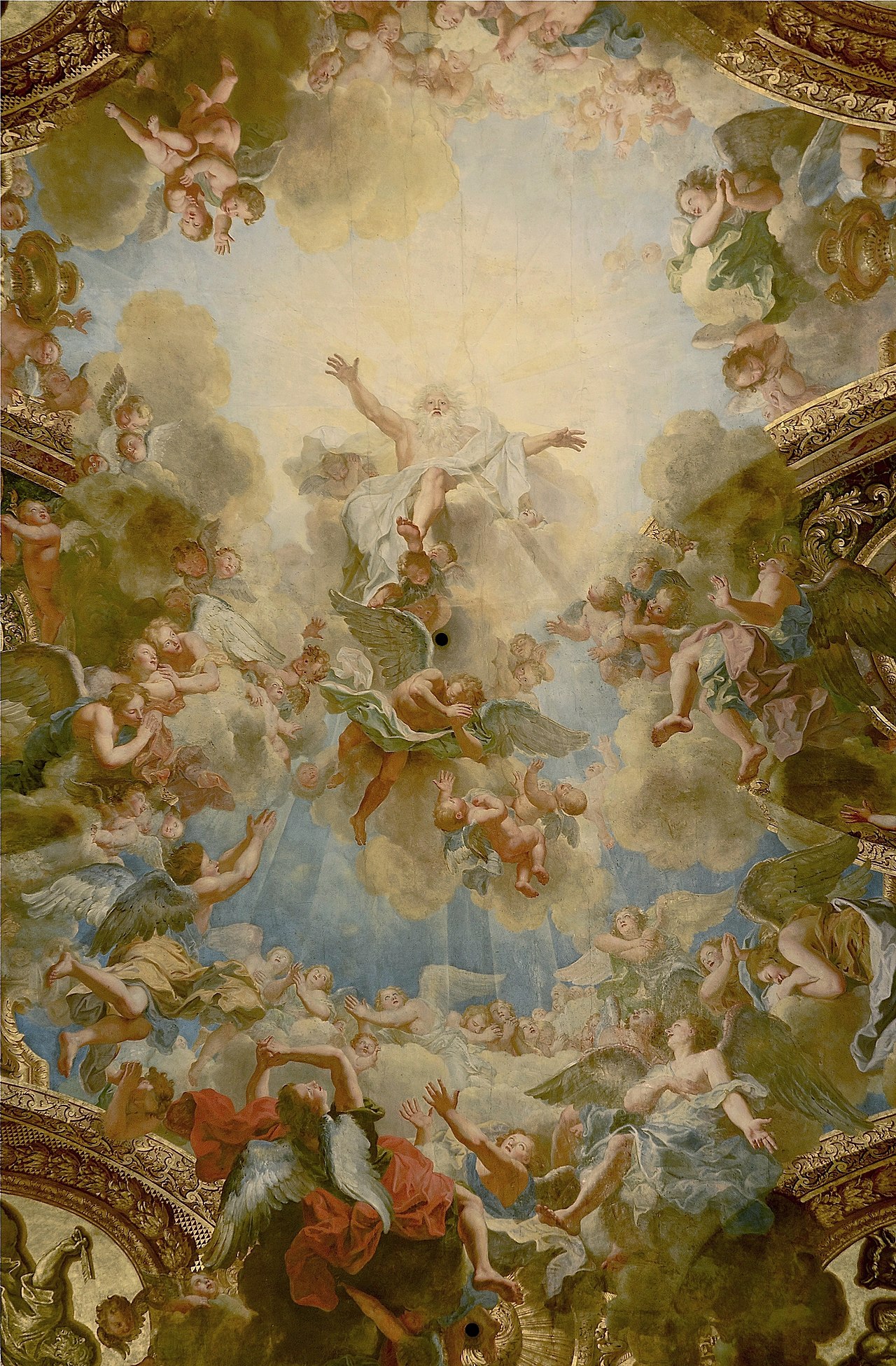 "Almighty God the Father", by Antoine Coypel, detail of the ceiling of the chapel of the Palace of Versailles, Yvelines, France.