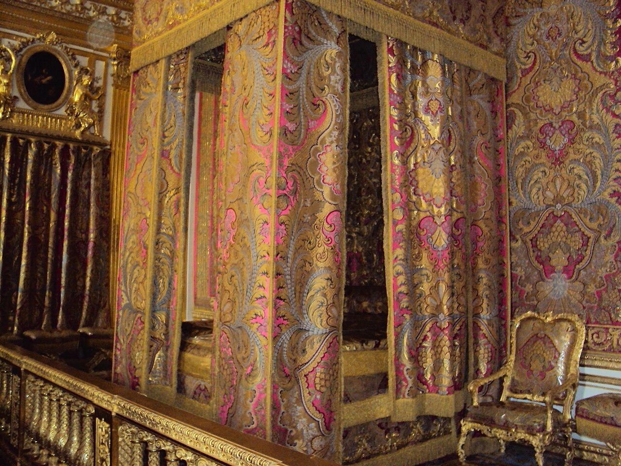 The bed in the chambre de Louis XIV, Palace of Versailles.