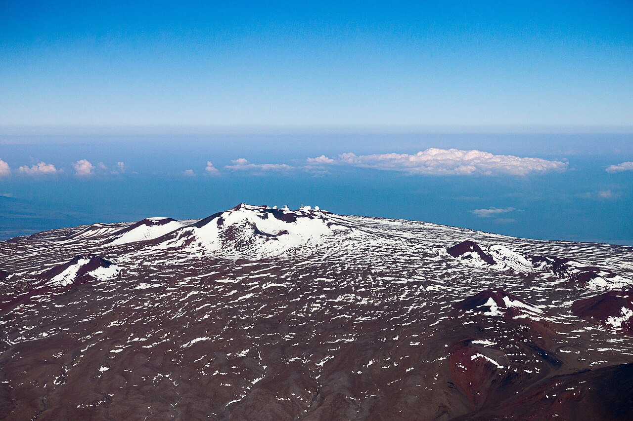 Aerial view of the summit of Maunakea.