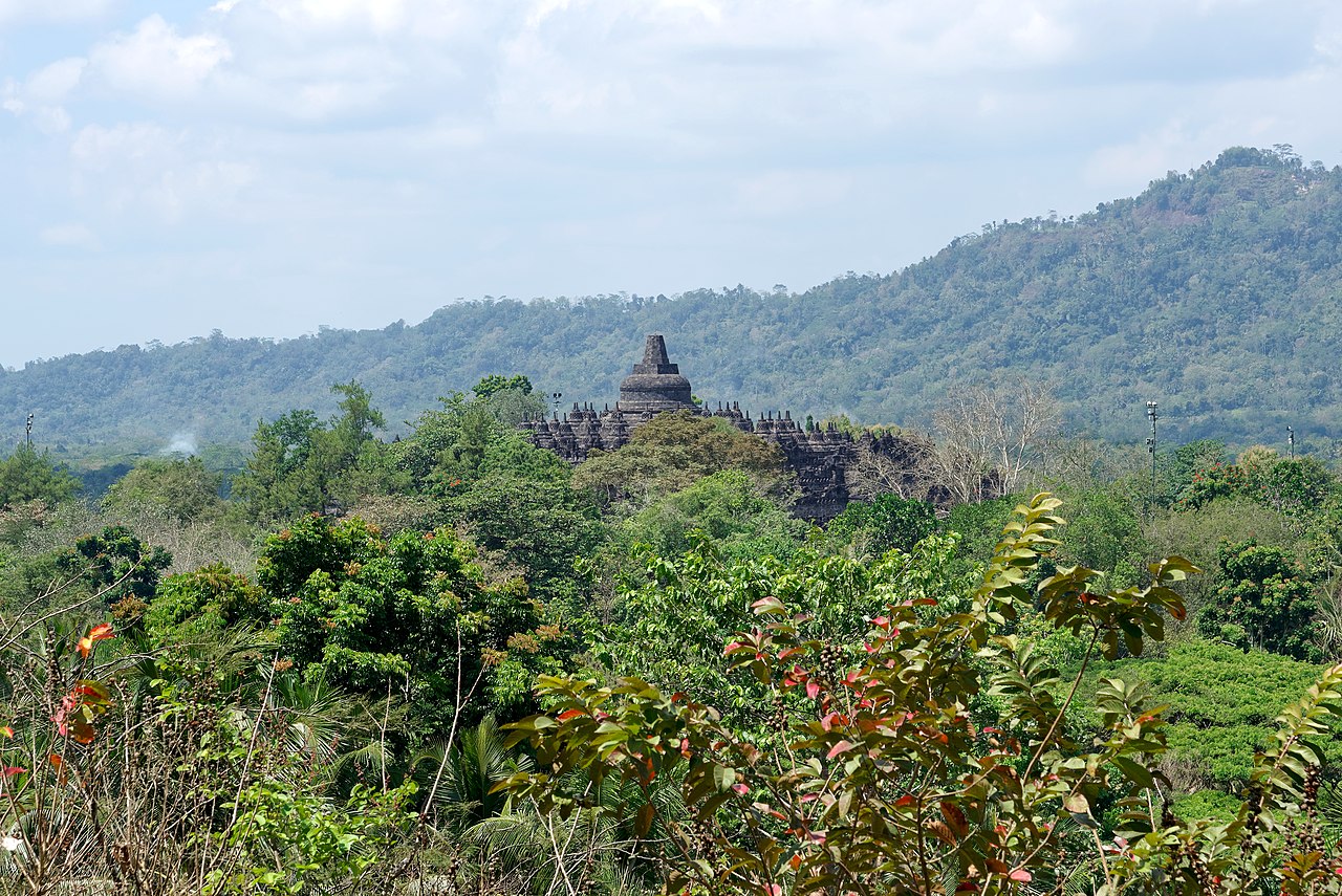 View of Borobudur temple from Dagi Hill, Central Java, Indonesia
