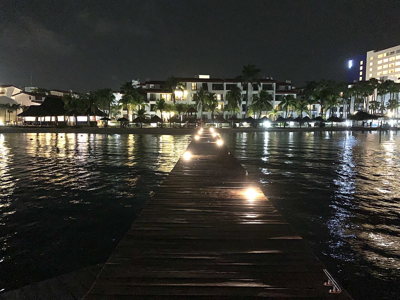 Beach of Cancún, Q ROO, Mexico at night