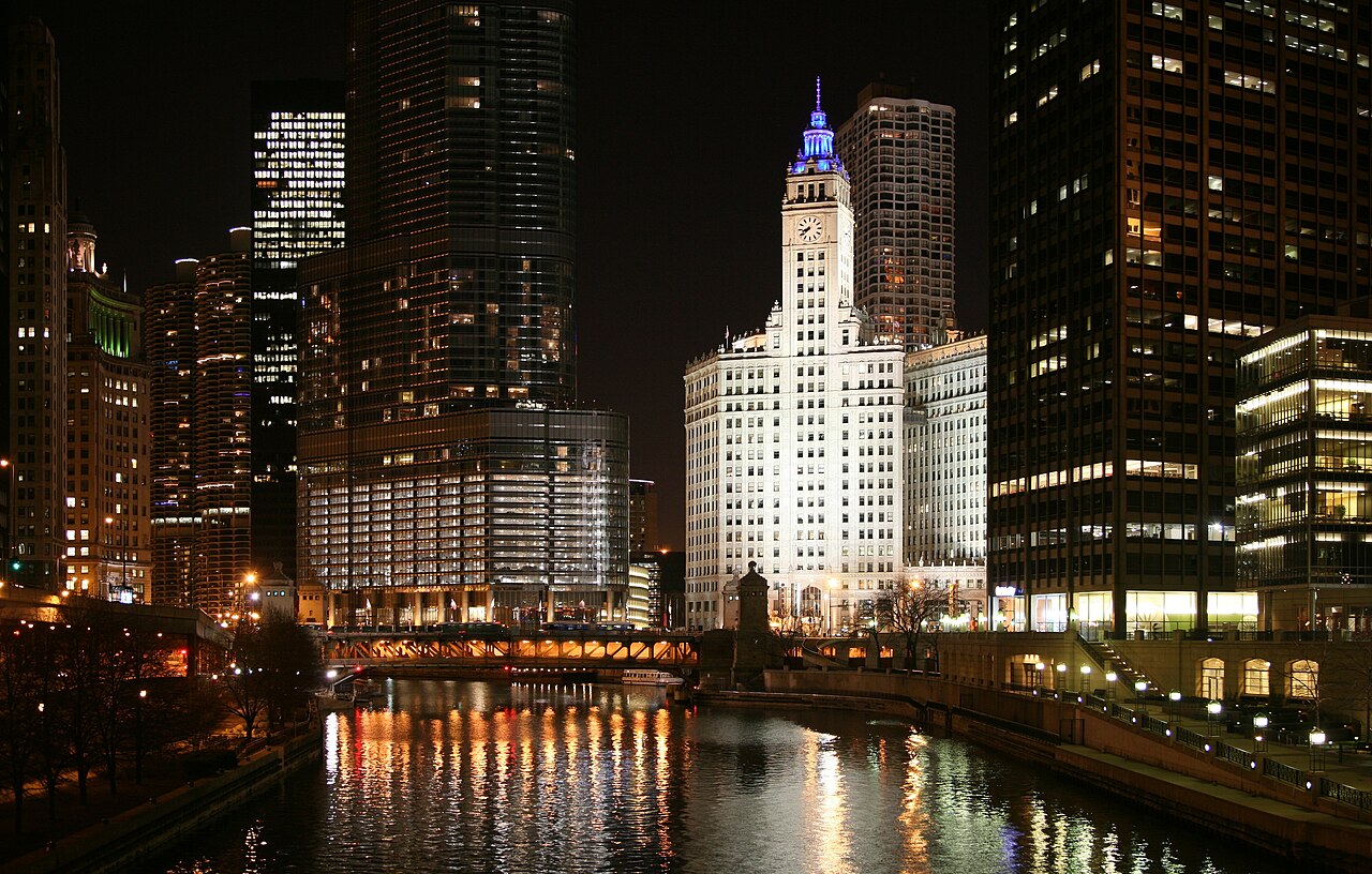 Chicago River at night