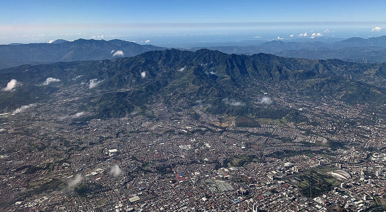 Aerial view La Sabana, San Jose, Costa Rica
