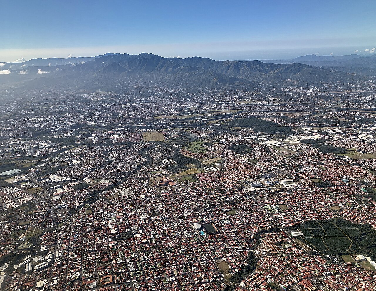 Aerial view of Heredia city, San Jose Central Valley, Costa Rica