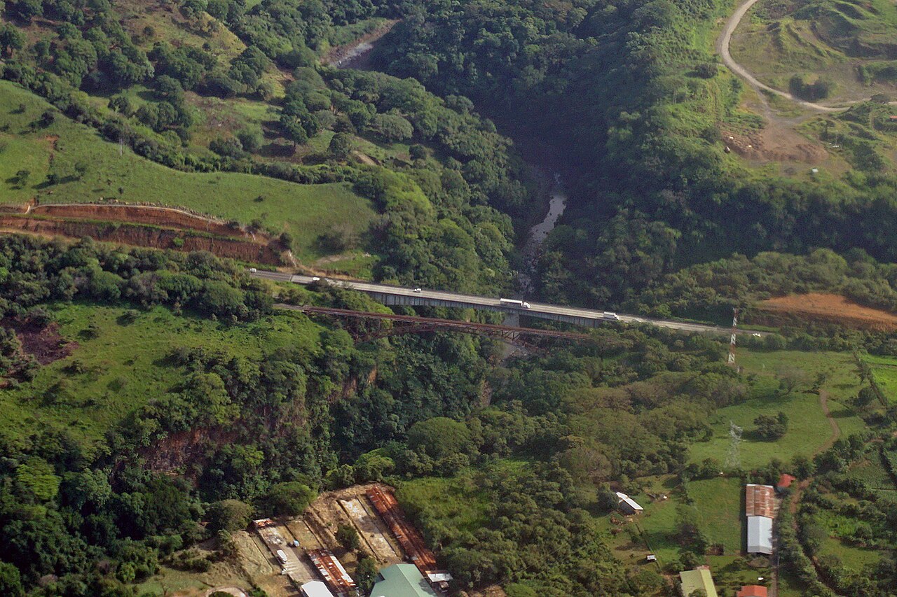 Aerial views bridges Rio Grande Route 27, Costa Rica