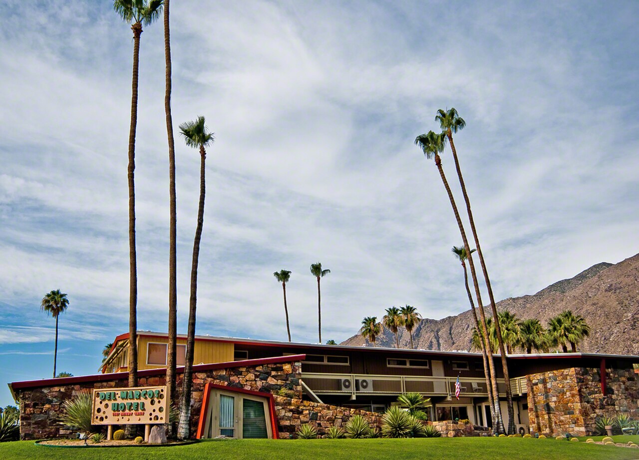 Designed in 1947 by the famed desert architect William F. Cody, the Del Marcos Hotel is ideally located in the legendary Palm Springs historic hotel and shopping district and only 1 block from downtow