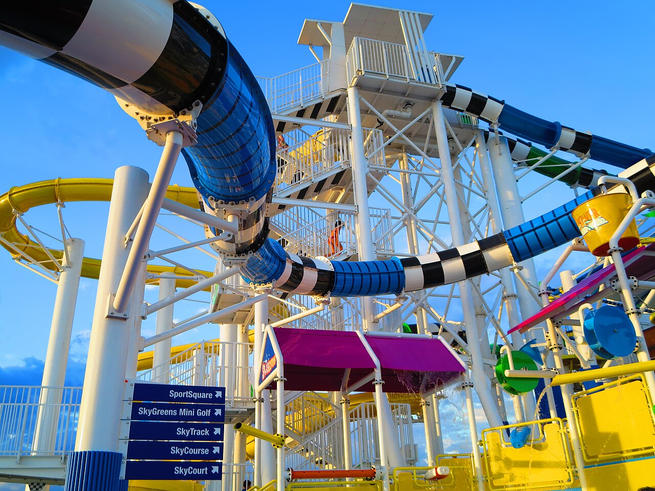 Carnival Sunshine's Waterworks water slides, captured in 2013