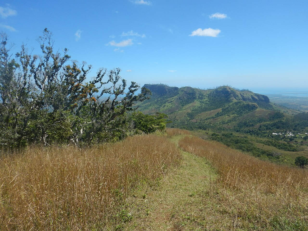 View of Abaca village from Mount Batilamu in Koroyanitu National Heritage Park on the island of Viti Levu, Fiji. August 2016.