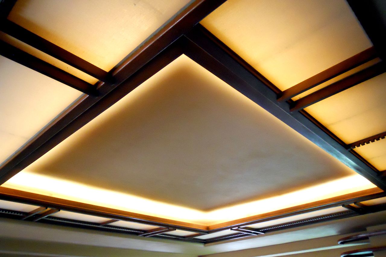 Ceiling light screen in the living room at Fallingwater.