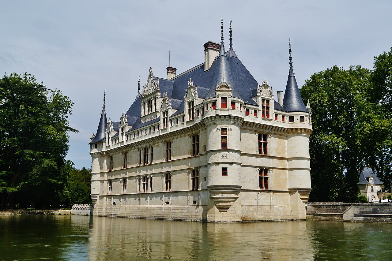 East Side of Azay-le-Rideau Palace, Azay-le-Rideau, Department of Indre-et-Loire, Region of Centre-Loire Valley, France