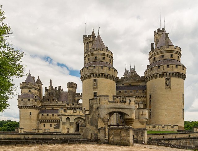 Pierrefonds castle, as seen from the south (entrance). Oise, France.