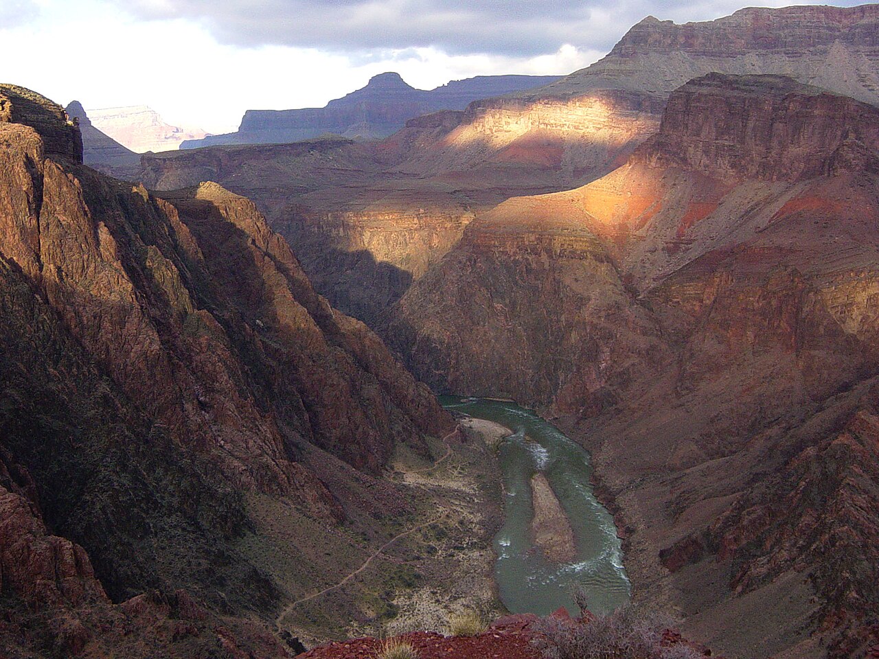 Early morning light plays in the canyon in this view west down the Colorado River from Panorama Point on the South Kaibab Trail, Grand Canyon National Park This is the highest resolution available.  N