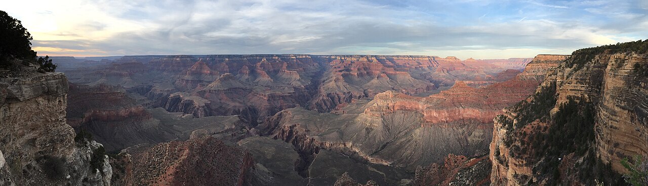 Panorama northwest, north, northeast and east from Yavapai Point in Grand Canyon National Park, Arizona