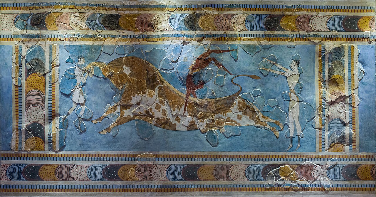 Fresco found in Knossos palace, Crete, Greece, dated 1600 - 1450 BCE.