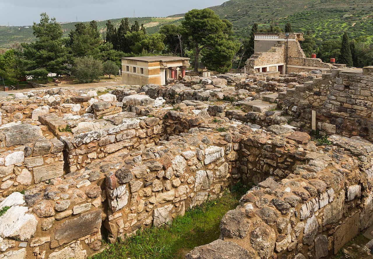Palace of Knossos, Crete, Greece, overall view.