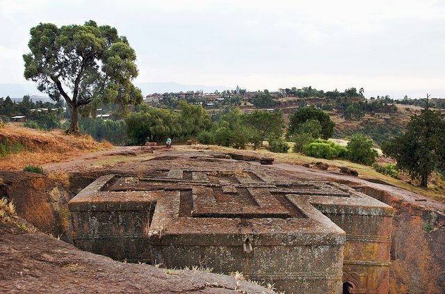 The roof of the 13th century rock-cut Church of Bet Giyorgios in Lalibela, with its crosses carved in relief, is one of the great iconic images of Ethiopia, and rightly so.

==========================