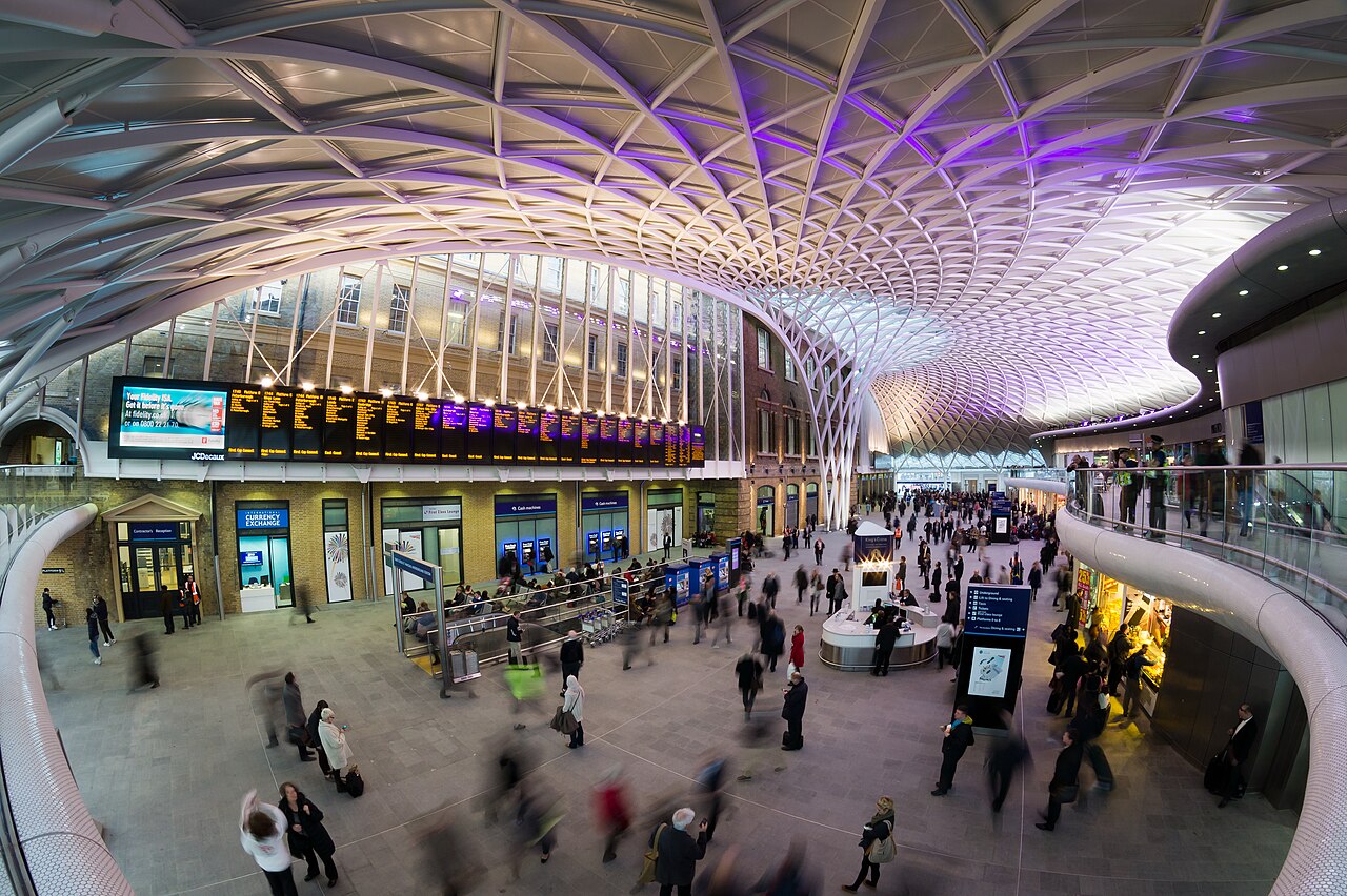 The western departures concourse of London King's Cross railway station, which opened on the 19th March 2012.Designed by John McAslan, it is intended to cater for much-increased passenger flows and pr