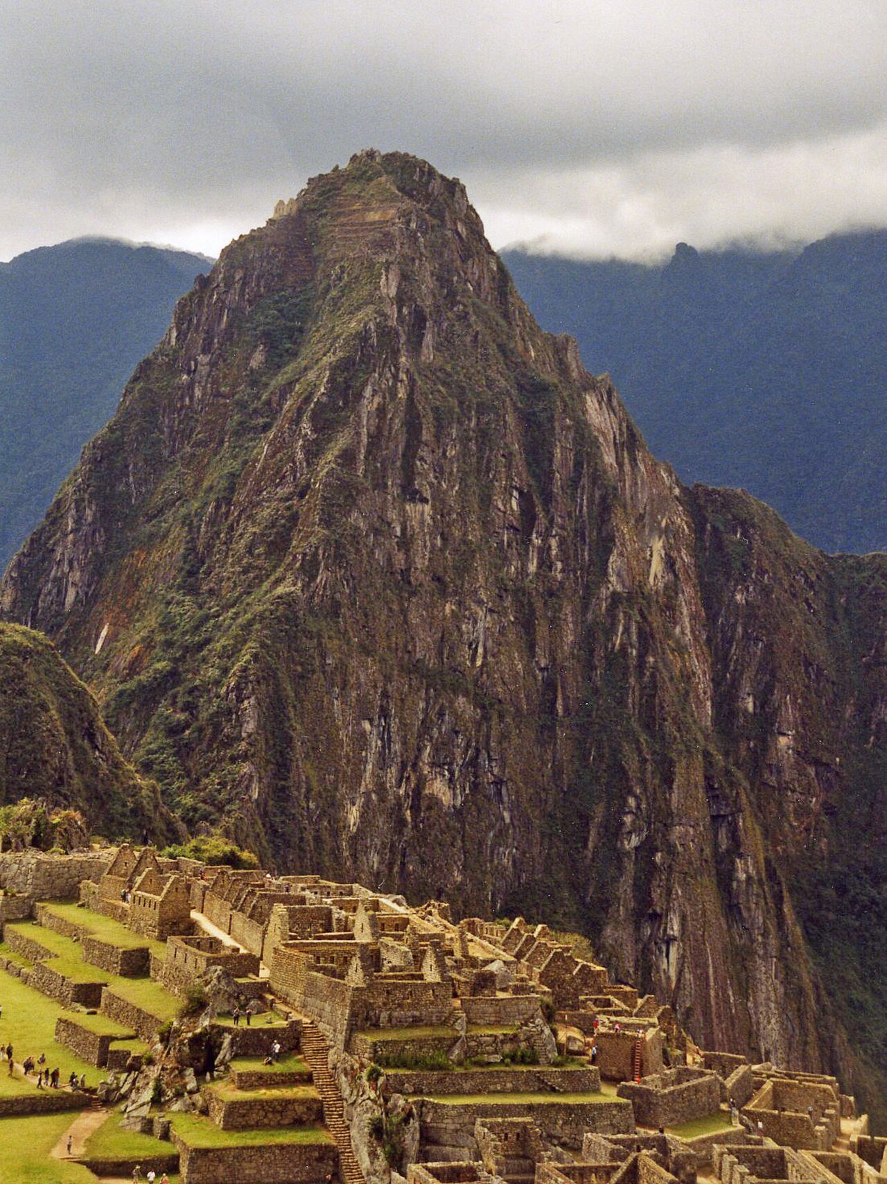 Huayna Picchu rises above Machu Picchu, Peru