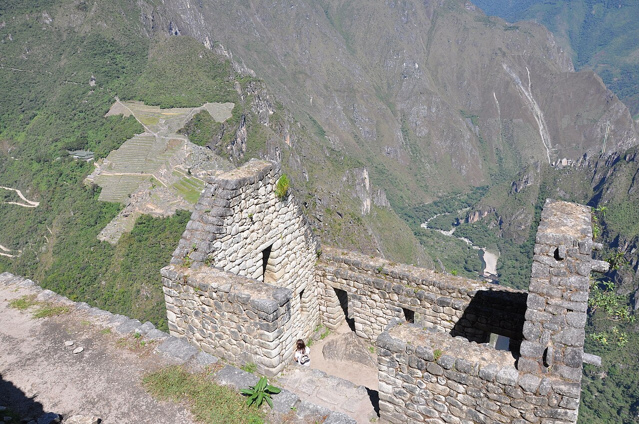Overlooking Machu Picchu from atop Huayna Picchu.