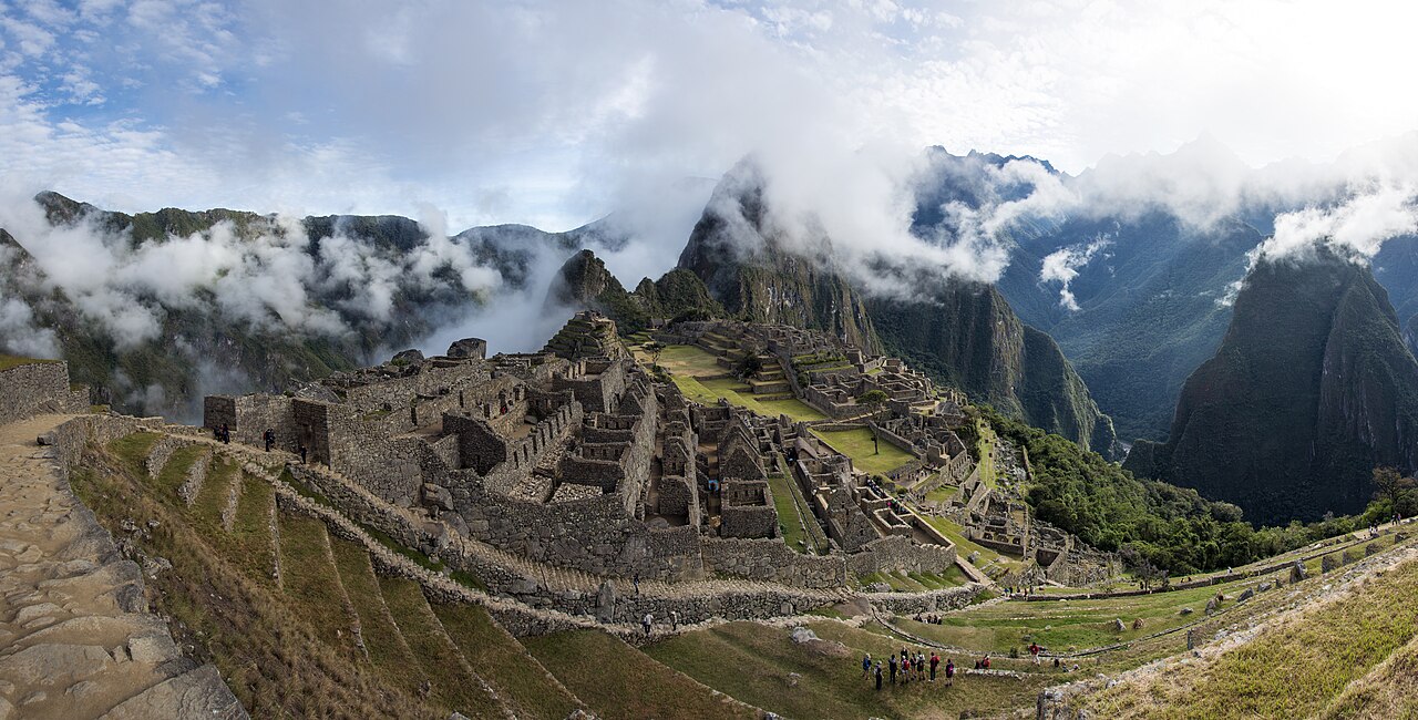 Panorama of Machu Picchu, Peru, a 15th-century Inca site located 2,430 metres (7,970 ft) above sea level.