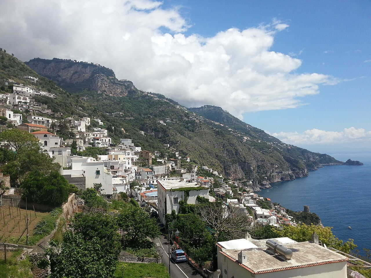 A view of Praiano. This village is located on the Amalfitan Coast in Italy between Positano and Amalfi.