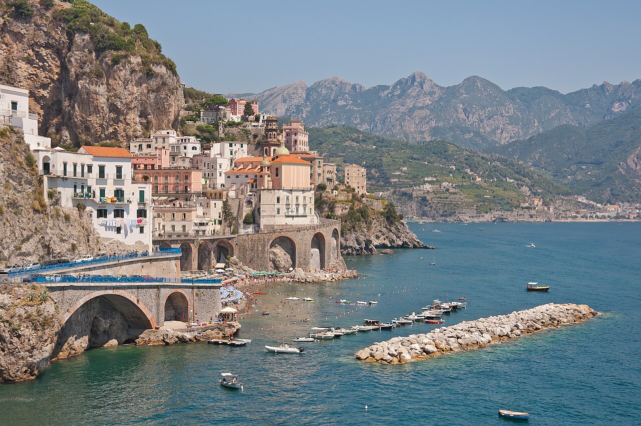 Atrani, on the Amalfi Coast near Naples in Southern Italy. World Heritage Site since 1997.