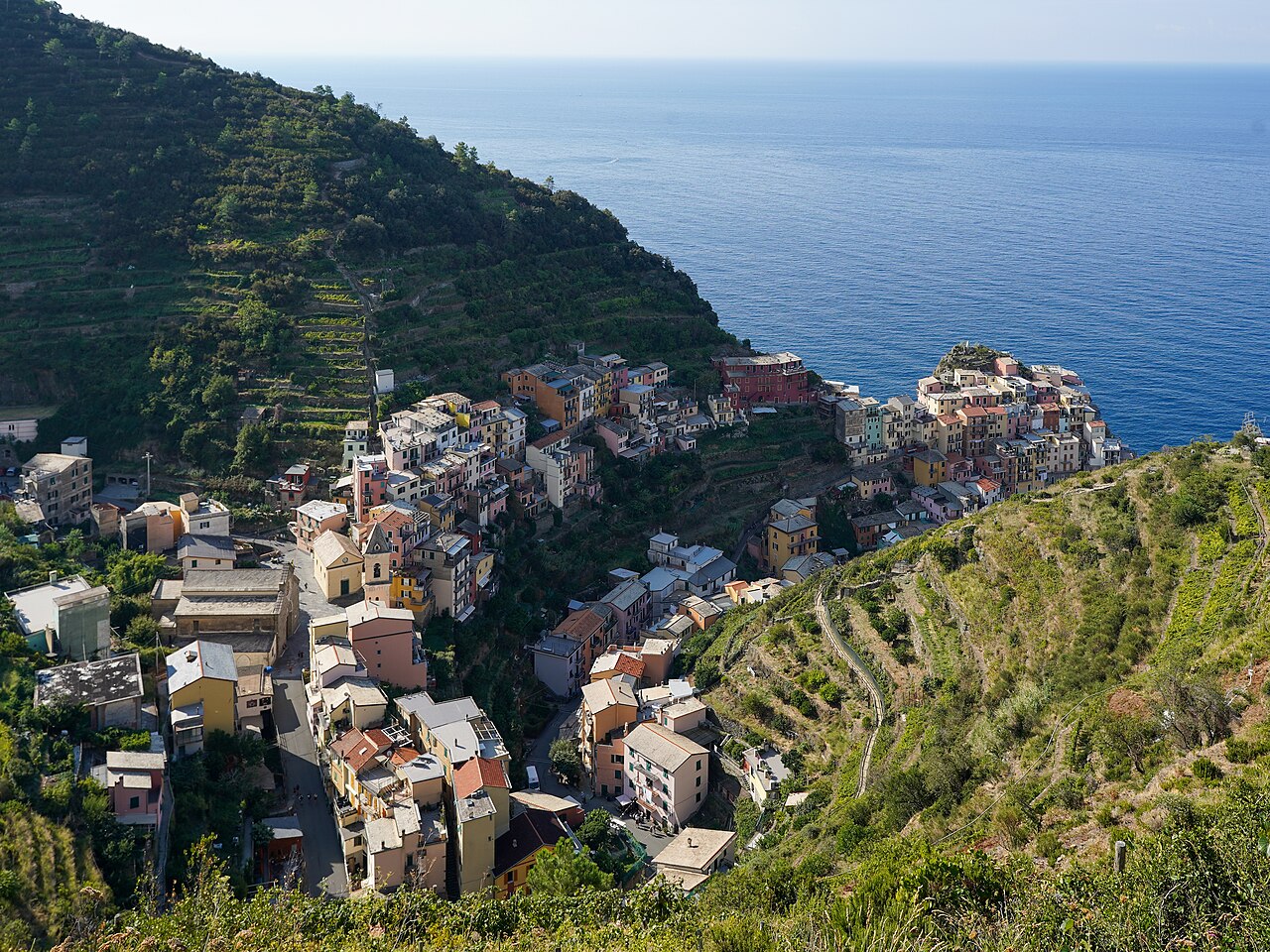 View of Manarola from above, Cinque Terre, Liguria, Italy