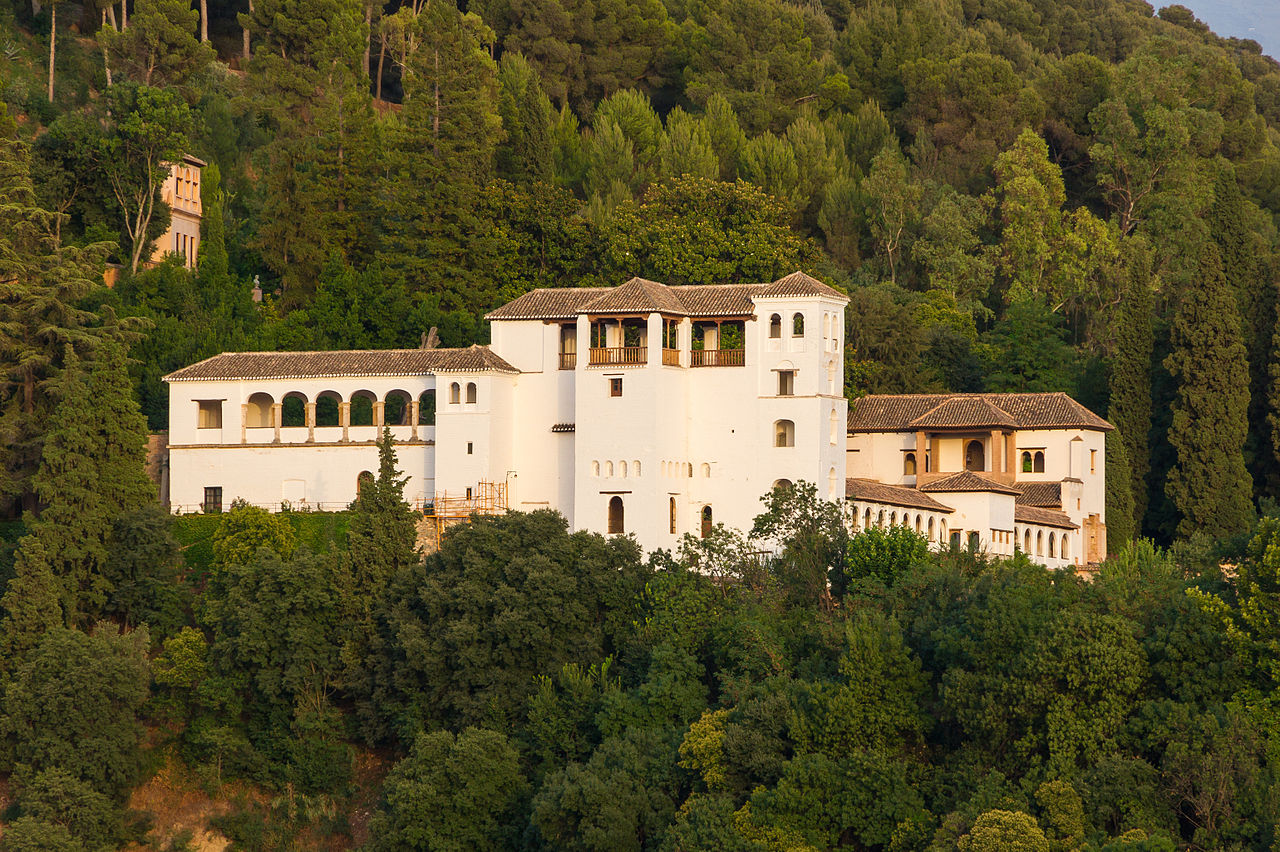 The "Generalife" palace (and the Silla del Moro), as seen from the "Sacromonte" hill, Granada, Spain.
