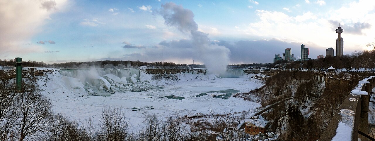 A panoramic shot of the Falls in the Winter viewed from the Canadian side of the border. February 2011