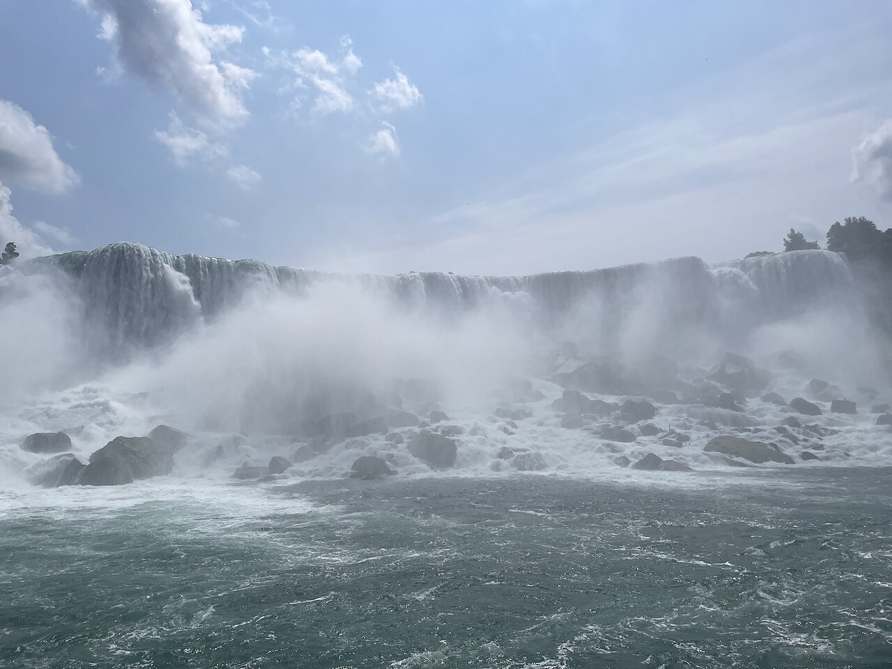 The American Falls at Niagara Falls viewed from Maid of the Mist