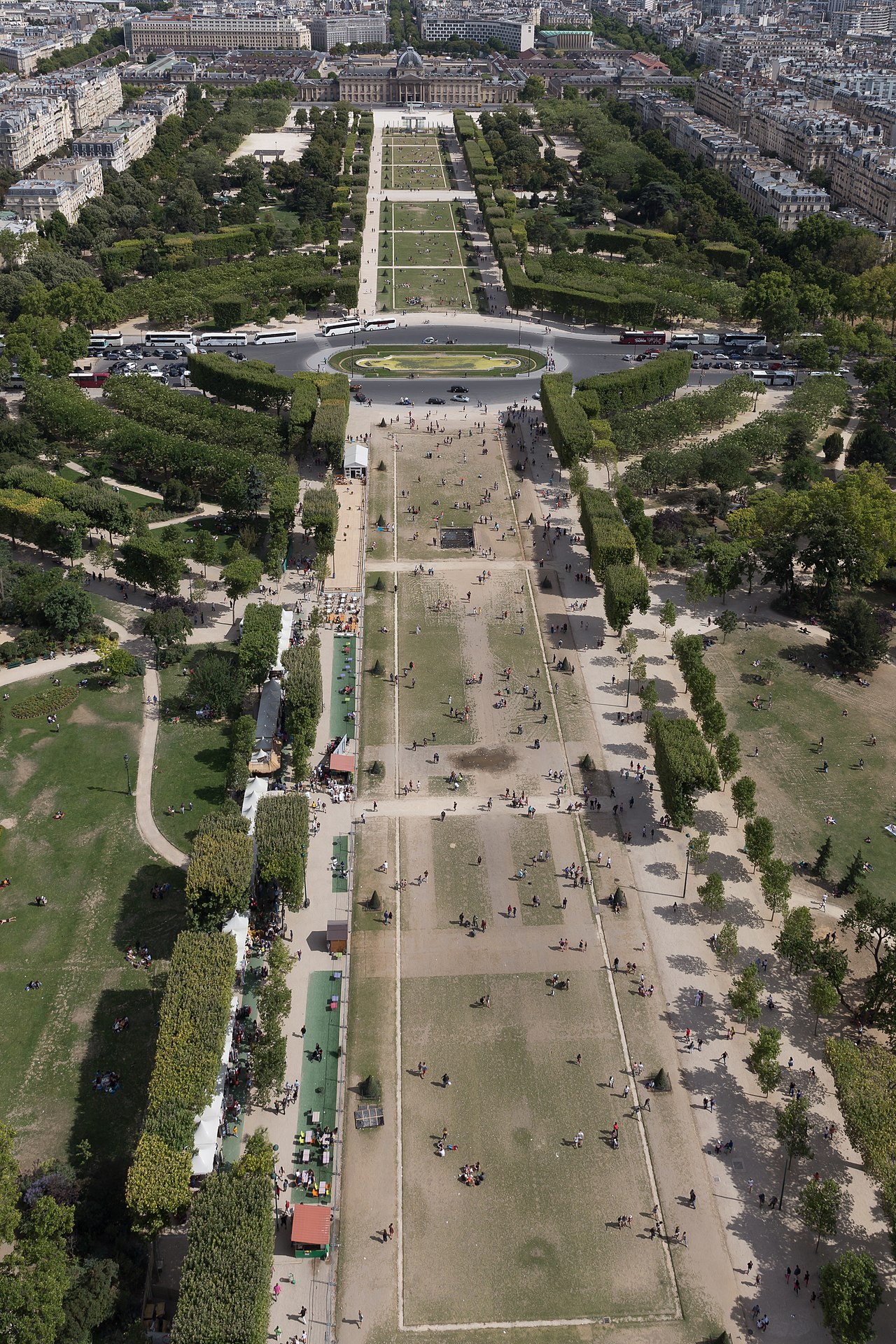 View in southeastern direction Champ-de-Mars in Paris.