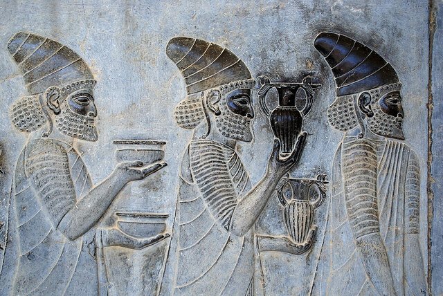 Detail of a relief of the eastern stairs of the Apadana at Persepolis (Takht-e Jamshid), Iran