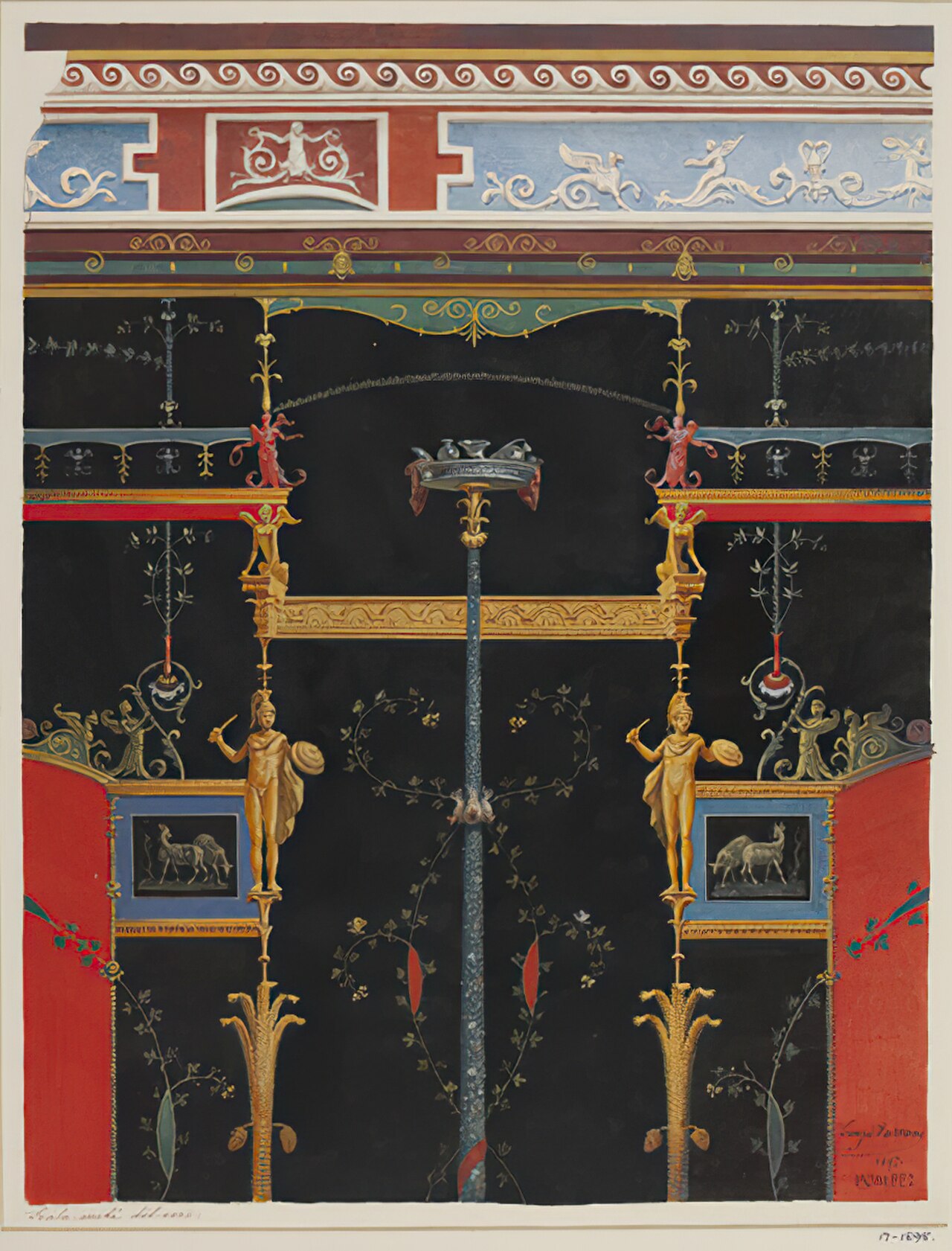 House of the Vettii Watercolor, Pompeii, Italy, 1882