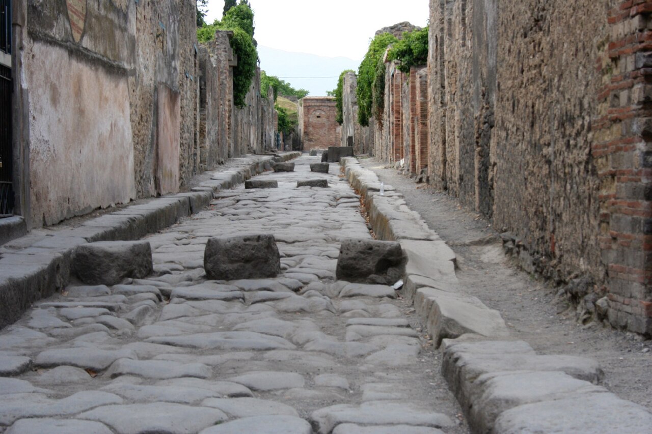 Pompeii Street with Stepping Stones, Pompeii, Italy