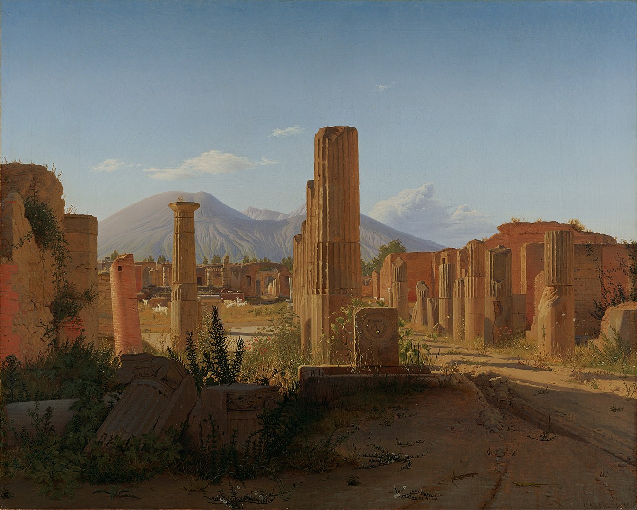 The Forum at Pompeii with Vesuvius, Painting, 1841