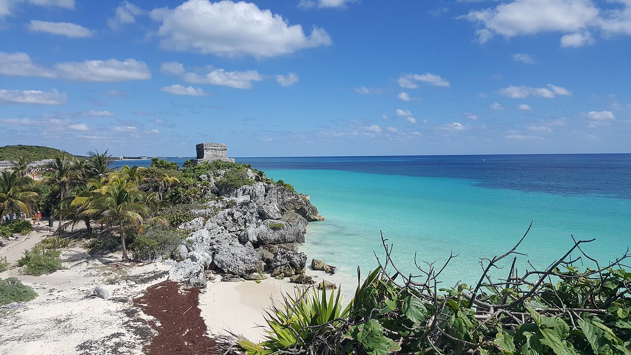 Beach and Ruins at Tulum, looking North.
