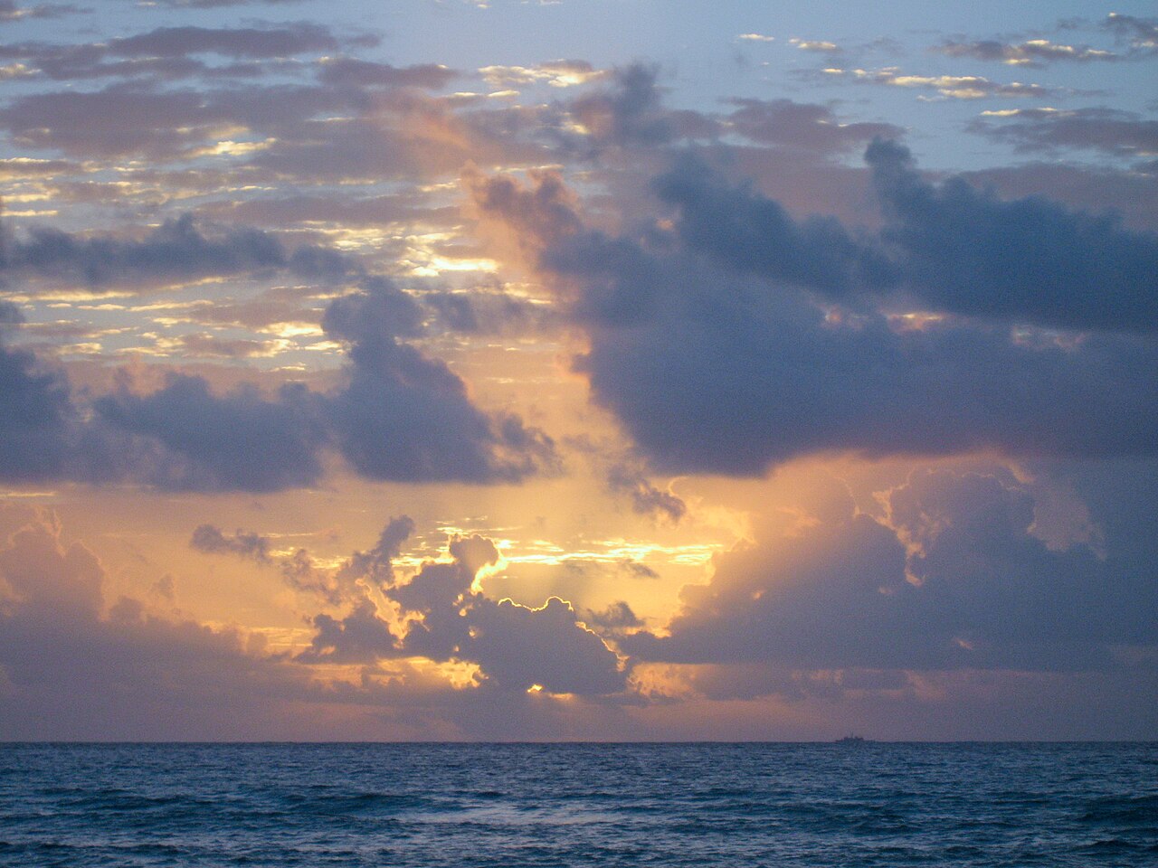 Sunrise over the Caribbean, seen from Playa del Carmen in Mexico