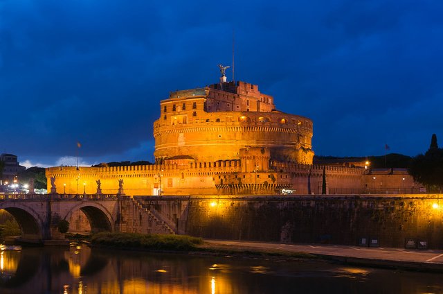 Castel Sant'Angelo at dusk, Rome, Italy.