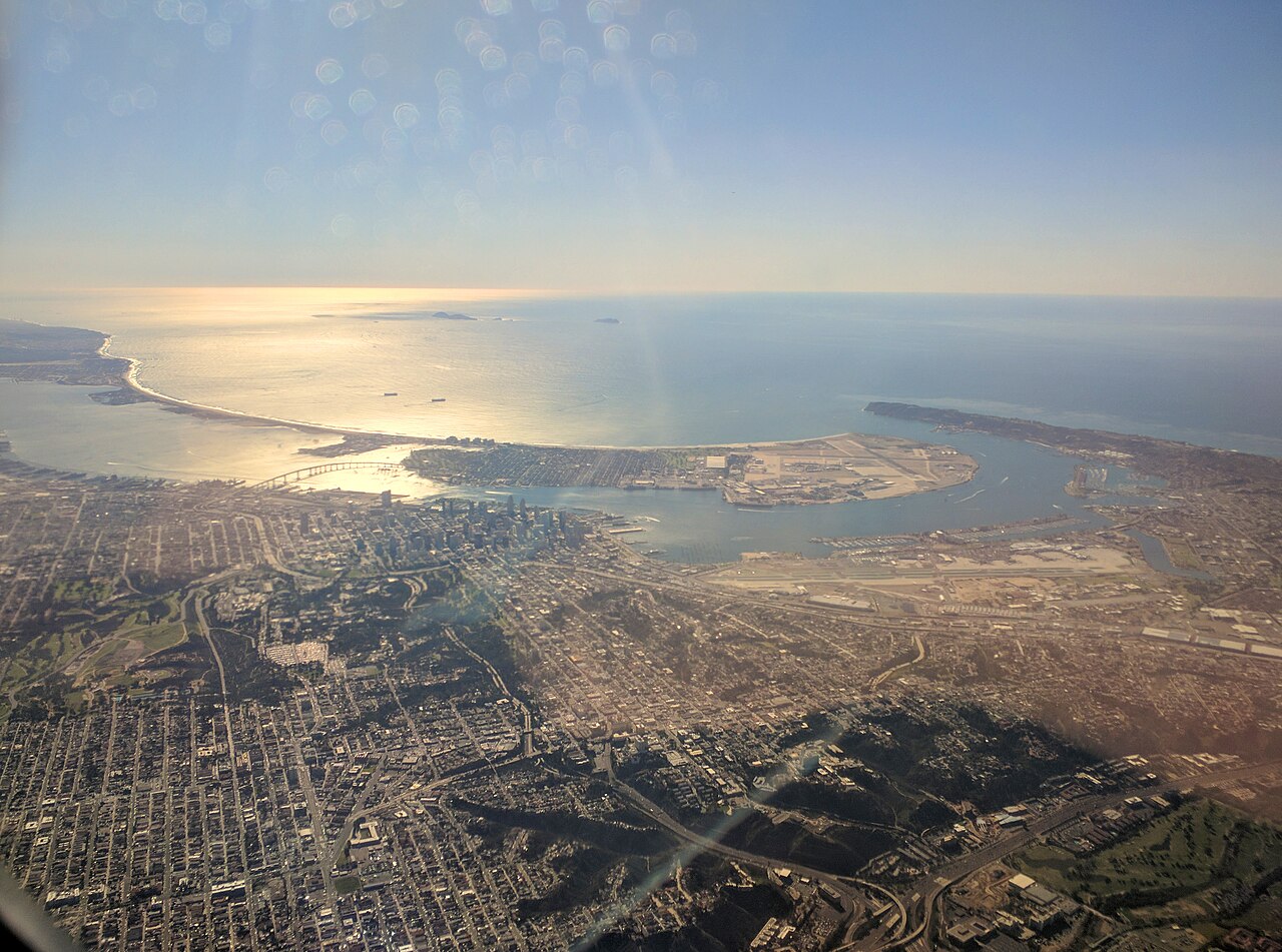 San Diego downtown and airport