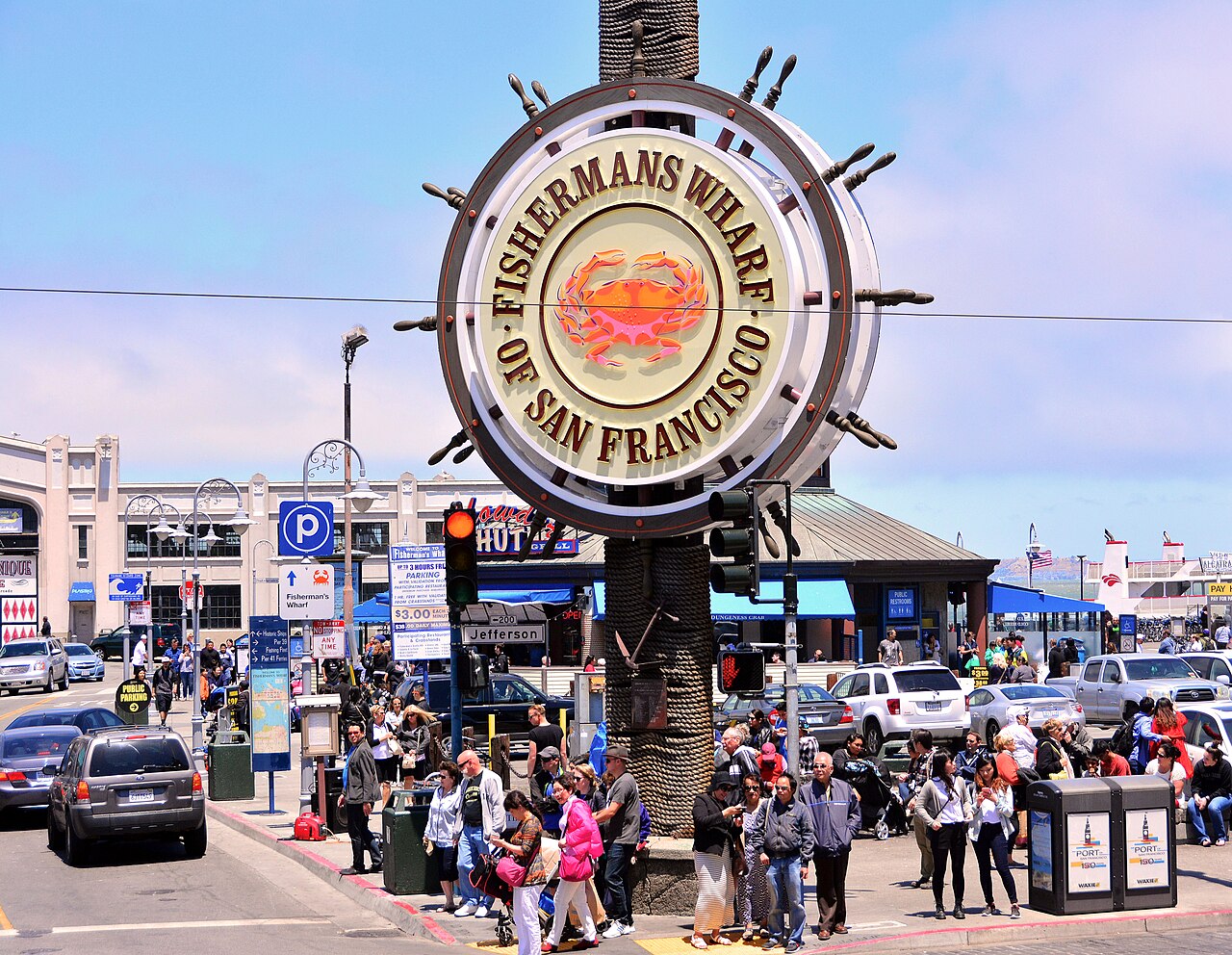 Fisherman’s Wharf is a neighborhood and popular tourist attraction in San Francisco, California. It roughly encompasses the northern waterfront area of San Francisco from Ghirardelli Square or Van Nes