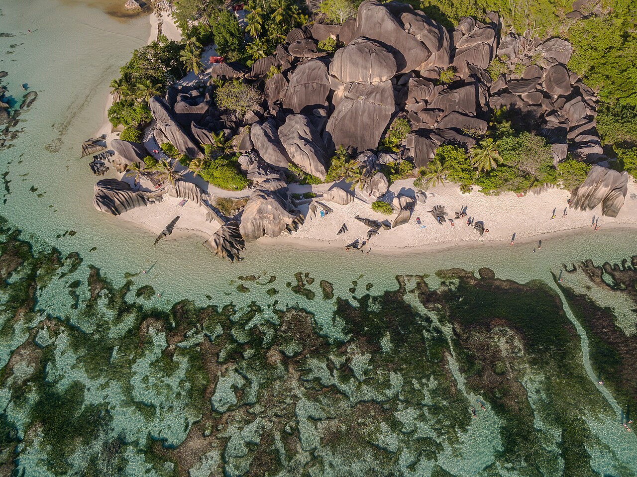 Beach Anse Source d'Argent aerial La Digue Seychelles