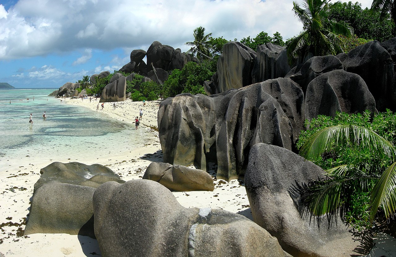 the spectacular beach of Anse Source d'Argent on the island of La Digue, Seychelles